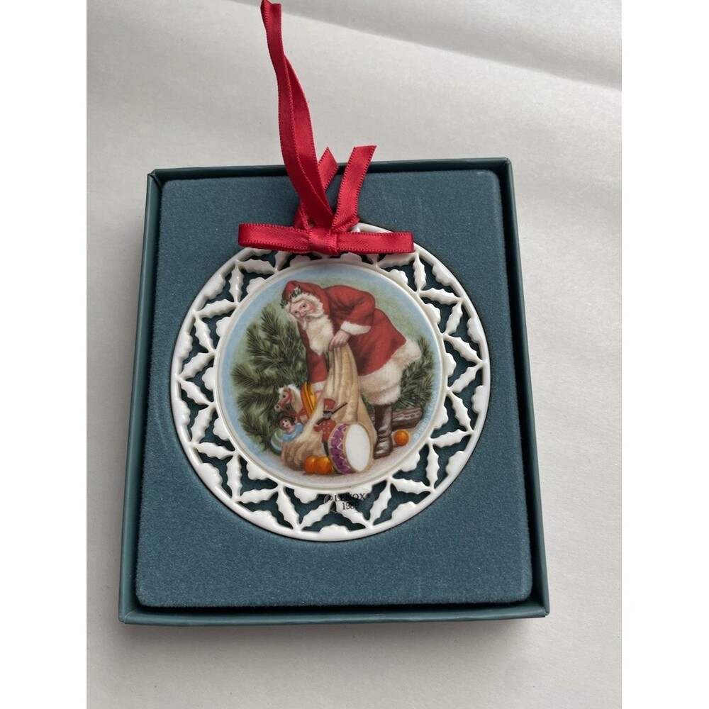 Lenox Santa's Portrait Series Santa's Visit Toys in Sack Pierced Ornament Boxed